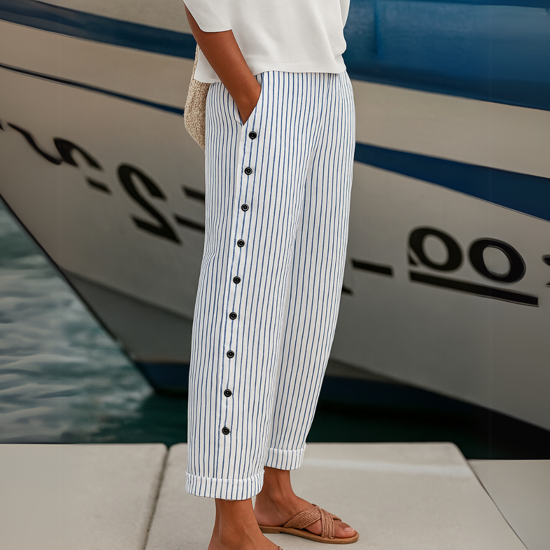 Livia | Stijlvolle Hoge Taille Broek Dames met Gestreept Design 3