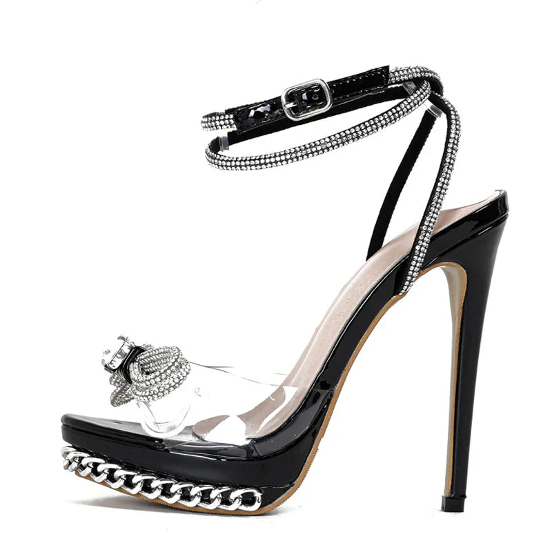 GlitterSteps Kristallen Strik Transparante Sandalen