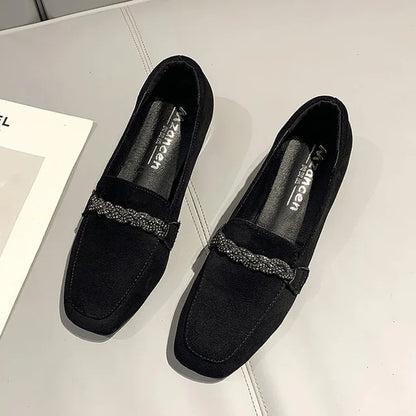 Jill Loafers - Moderne Suède Schoenen met Dikke Hak