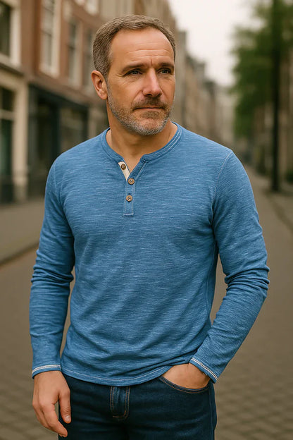 Long Sleeve Shirt Heren | V-hals & Verzorgde Look