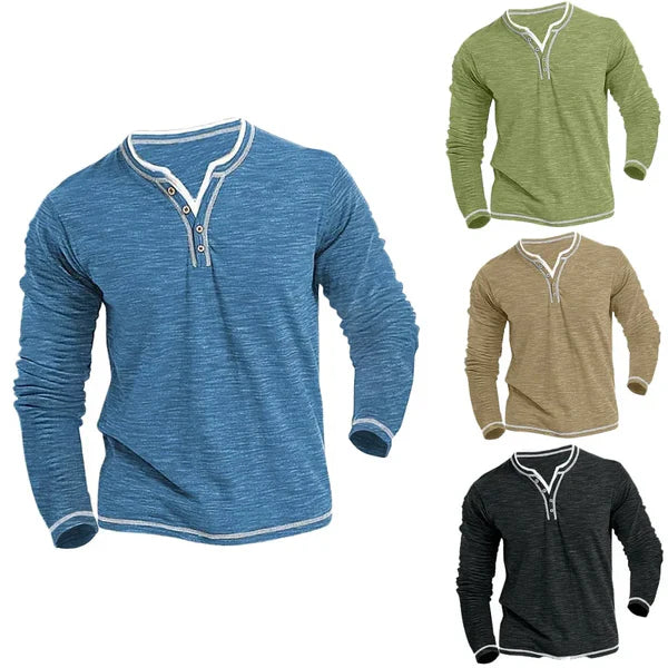 Long Sleeve Shirt Heren | V-hals & Verzorgde Look