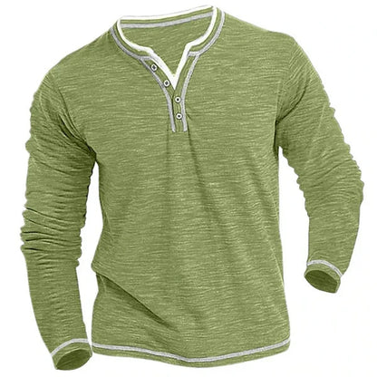 Heren Overhemd Lange Mouw V-hals Stijlvolle Look - Mode Vibes