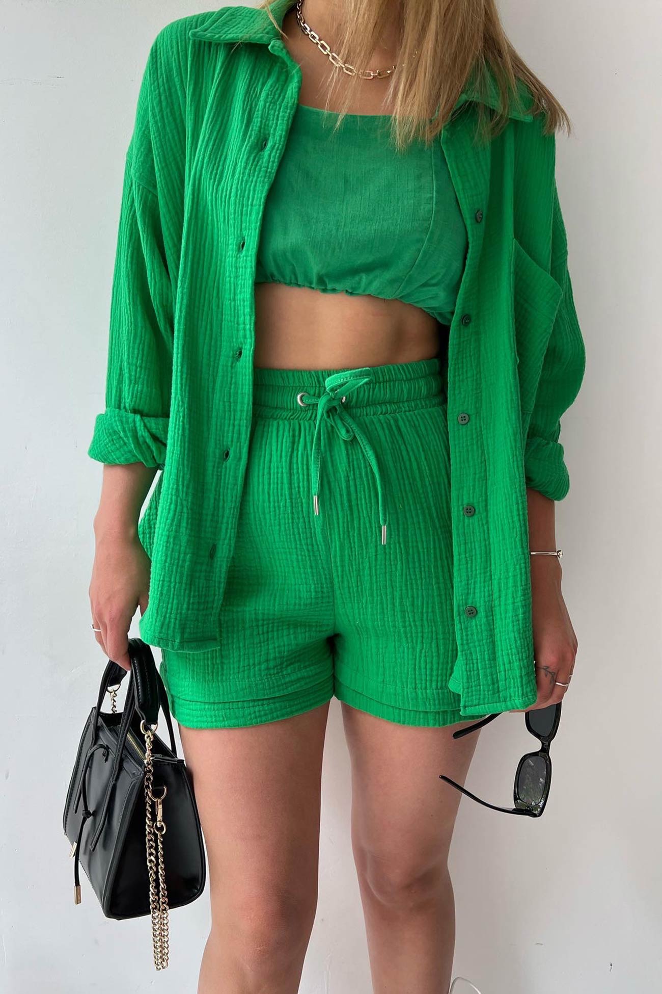 Lange Mouwen Shirt Short Set Zomer Outfit - Mode Vibes