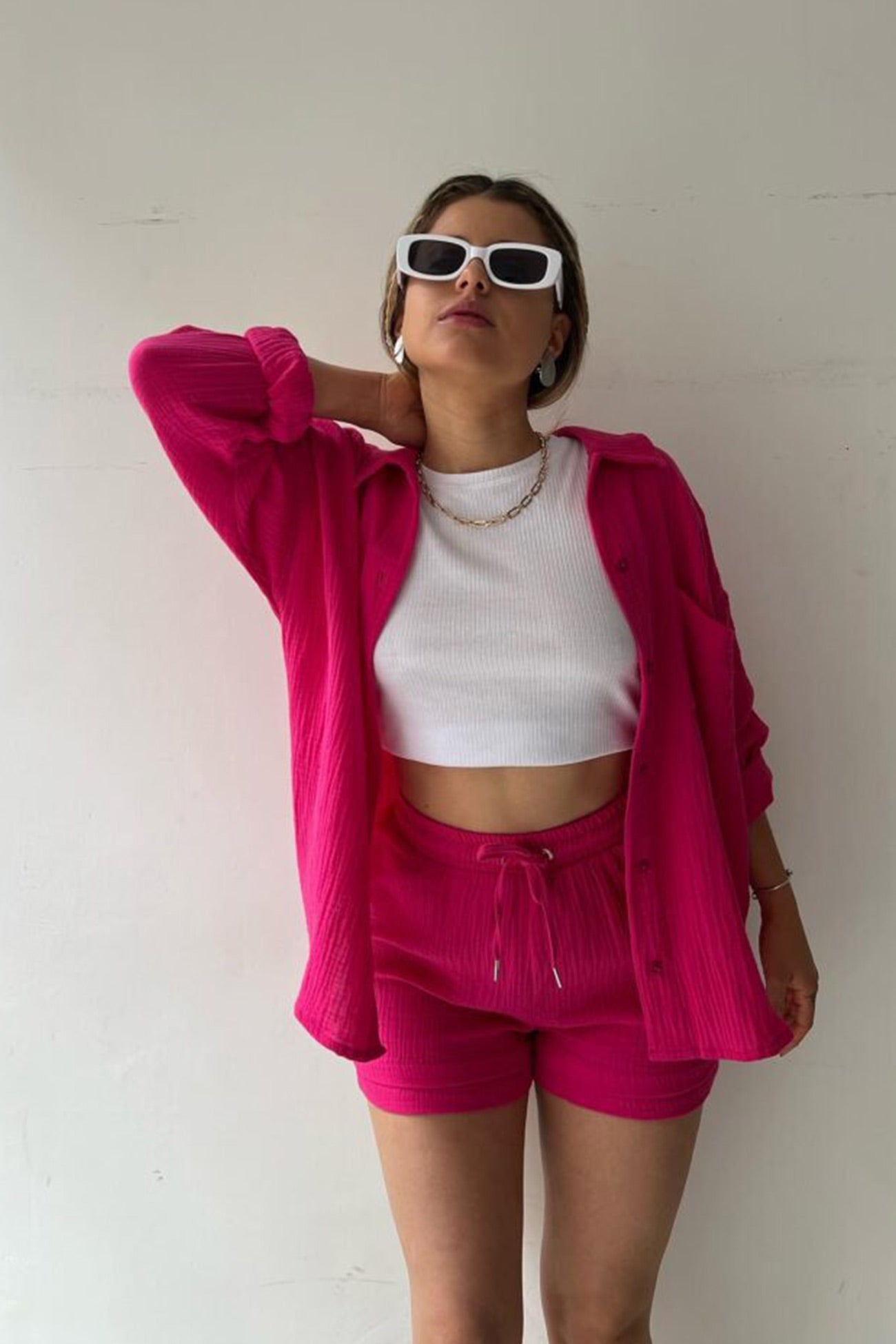 Lange Mouwen Shirt Short Set Zomer Outfit