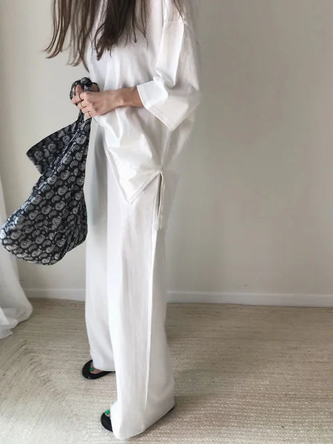 ModeMagie Loszittende Broek Met Ronde Hals Set
