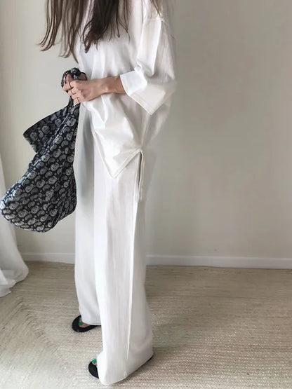 ModeMagie Loszittende Broek Met Ronde Hals Set
