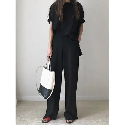 ModeMagie Loszittende Broek Met Ronde Hals Set