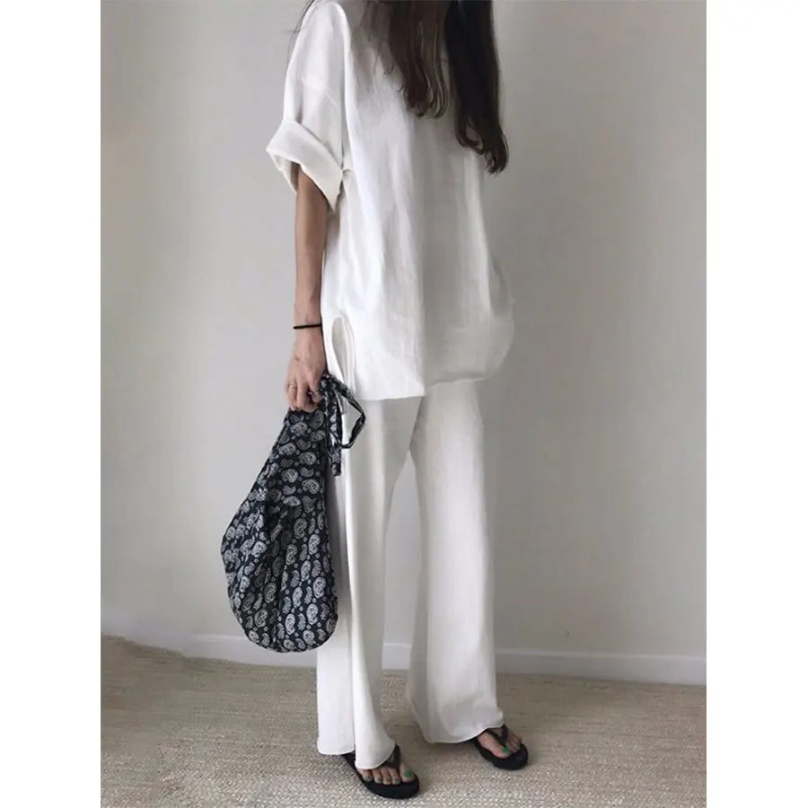 ModeMagie Loszittende Broek Met Ronde Hals Set