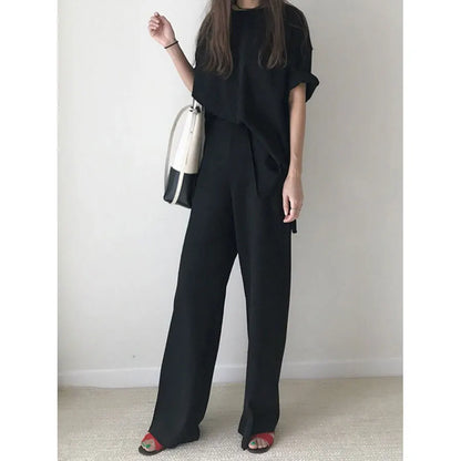 ModeMagie Loszittende Broek Met Ronde Hals Set
