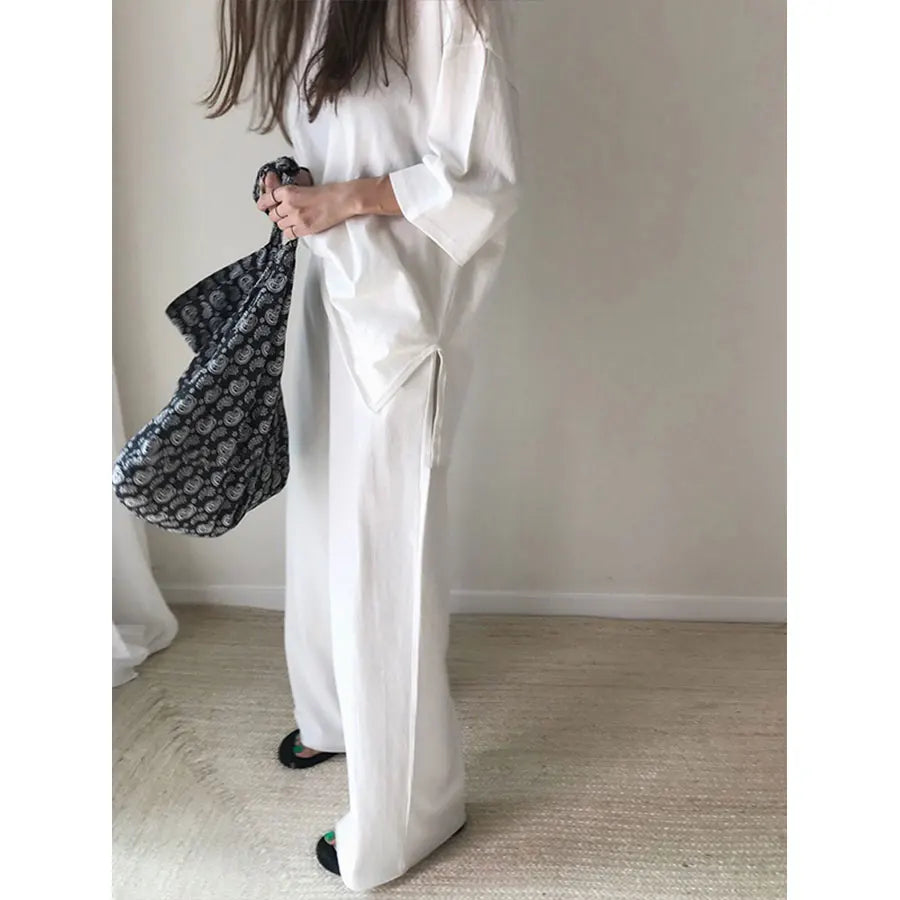 ModeMagie Loszittende Broek Met Ronde Hals Set