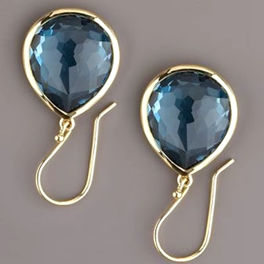 Blauwe Kristallen Oorbellen Vintage Stijl