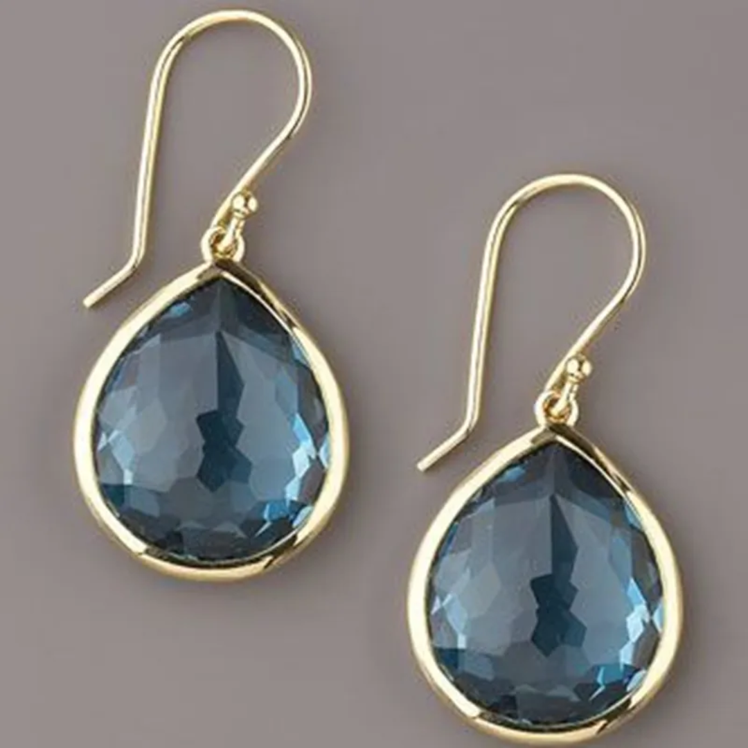 Blauwe Kristallen Oorbellen Vintage Stijl - Mode Vibes