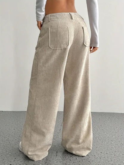 Luisa | Pantaloni trendy in velluto a coste a vita alta