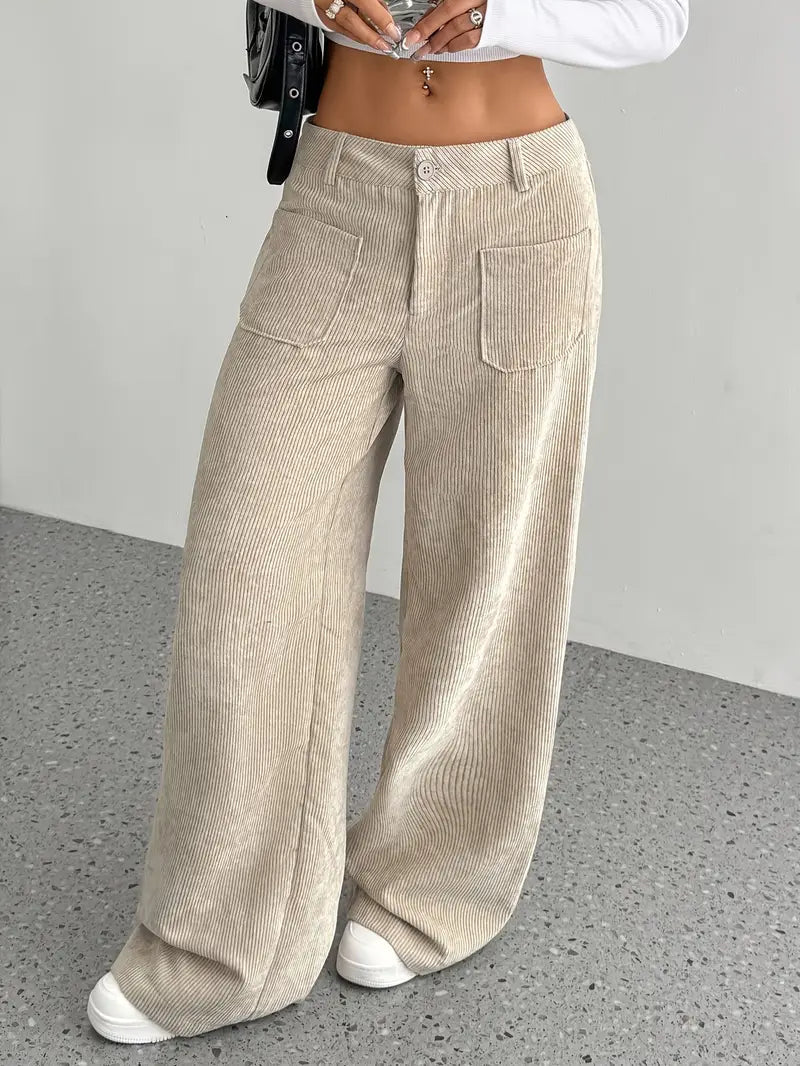 Luisa | Pantaloni trendy in velluto a coste a vita alta