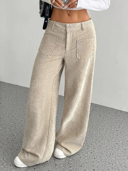Luisa | Pantaloni trendy in velluto a coste a vita alta