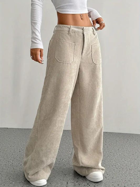 Luisa | Trendy corduroy broek met hoge taille