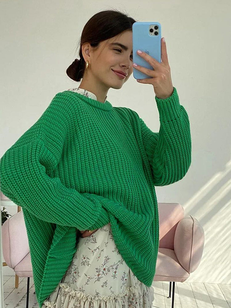 Dames Trui Grof Gebreid Oversized Ruim Model