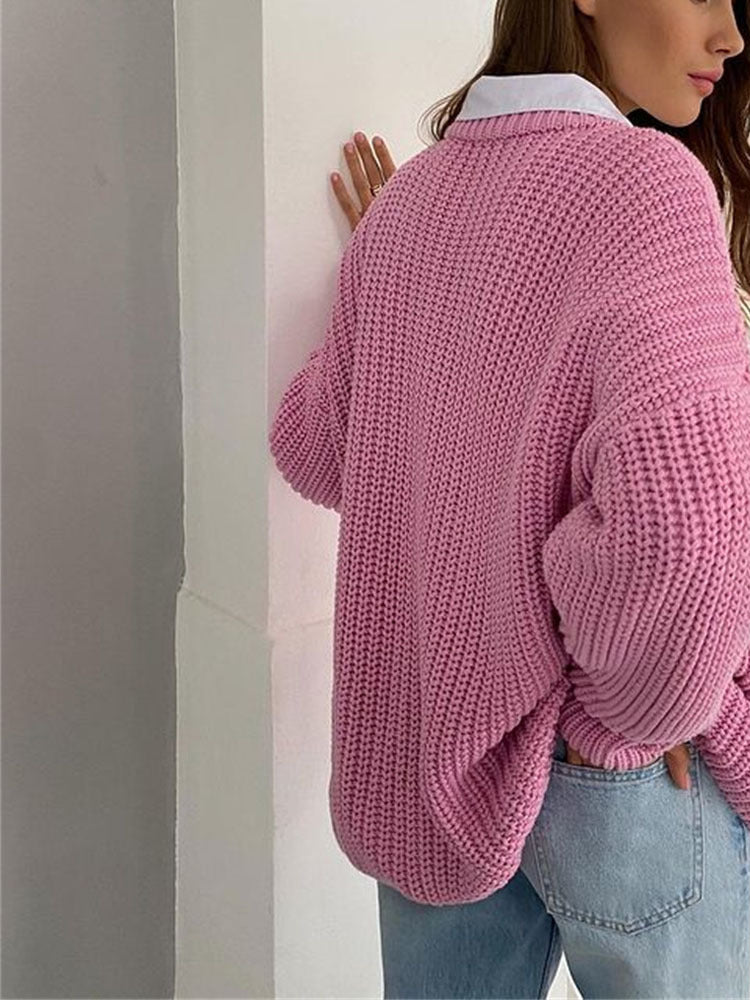 Dames Trui Grof Gebreid Oversized Ruim Model