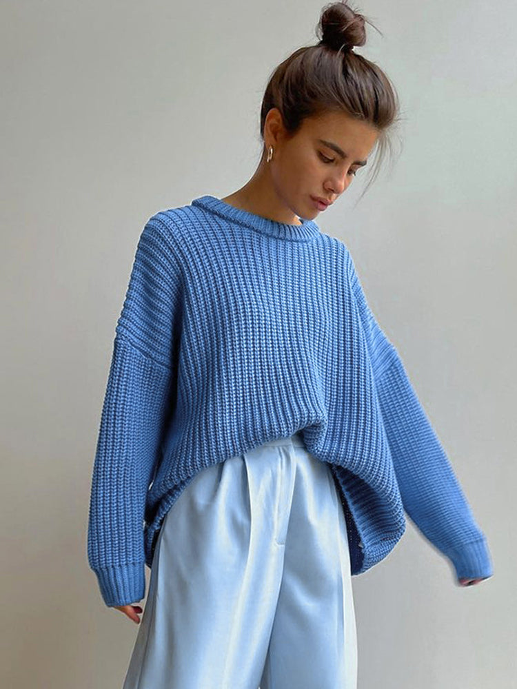 Dames Trui Grof Gebreid Oversized Ruim Model - Mode Vibes
