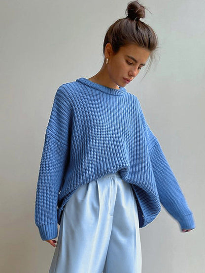 Dames Trui Grof Gebreid Oversized Ruim Model - Mode Vibes