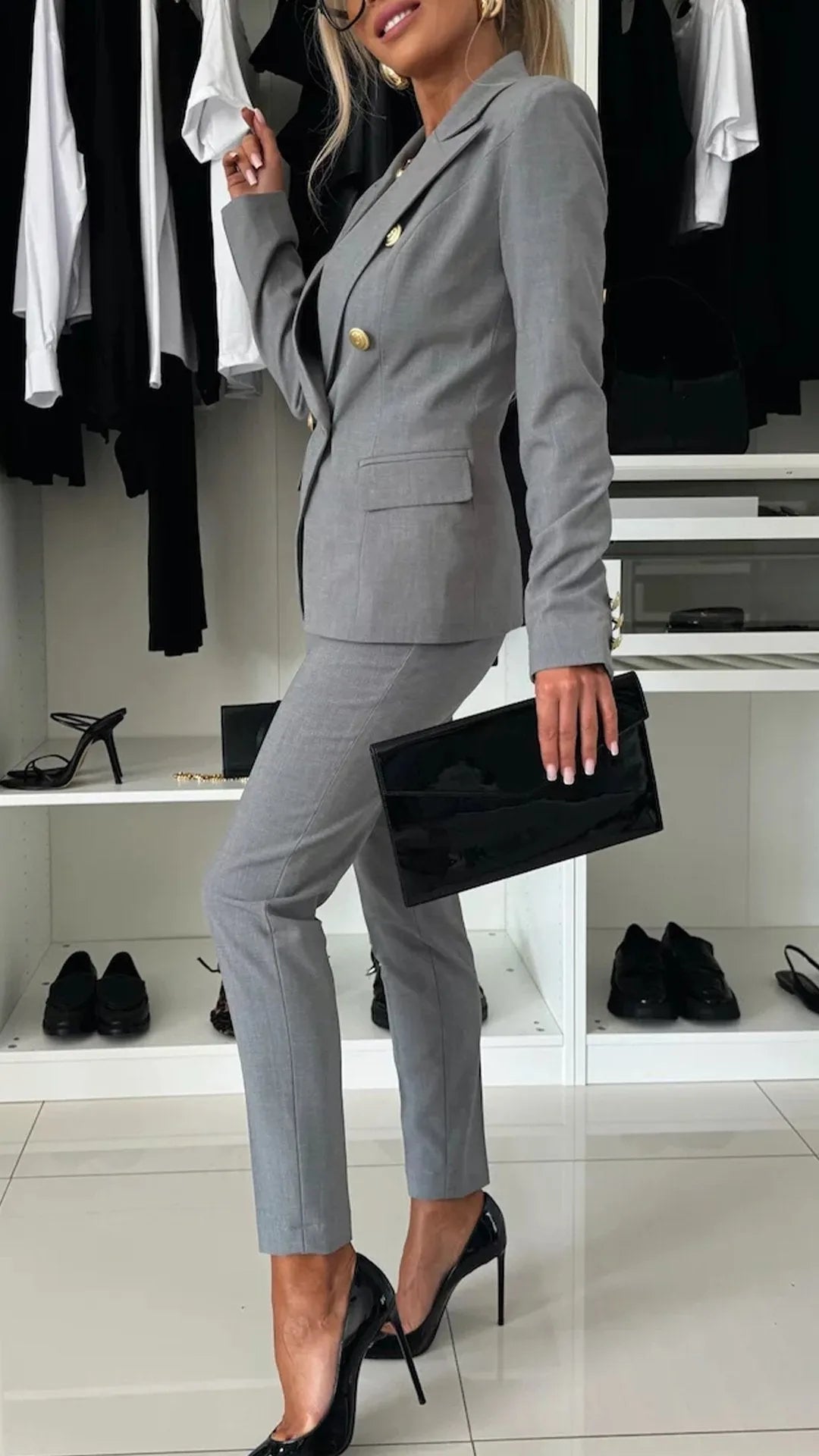 Dames Tweedelige Set Top en Broek Modern Design