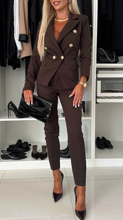 Dames Tweedelige Set Top en Broek Modern Design