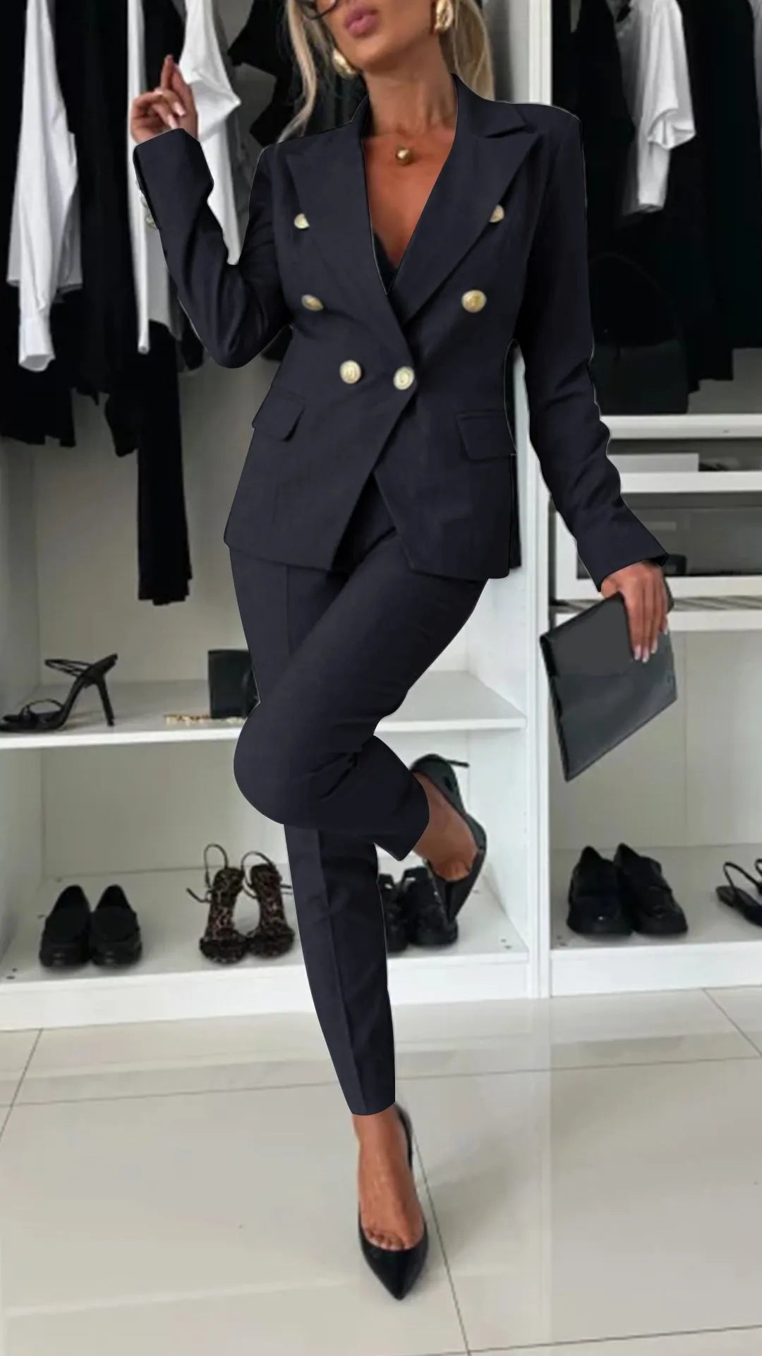 Dames Tweedelige Set Top en Broek Modern Design