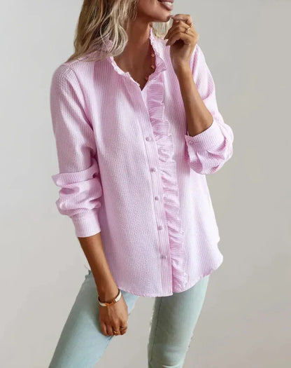Dames Blouse Met Ruches Elegante Pasvorm