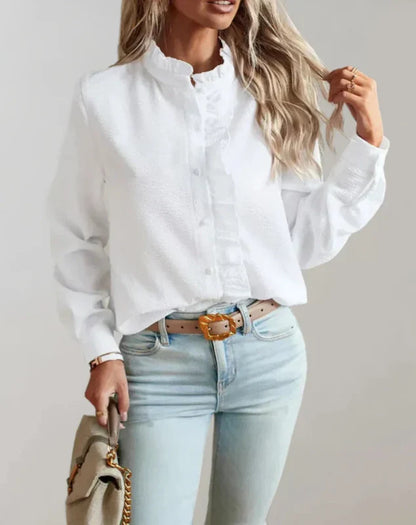 Dames Blouse Met Ruches Elegante Pasvorm