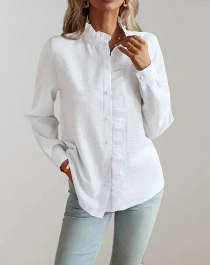 Dames Blouse Met Ruches Elegante Pasvorm
