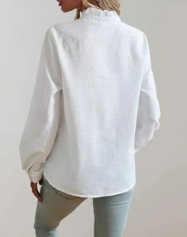 Dames Blouse Met Ruches Elegante Pasvorm