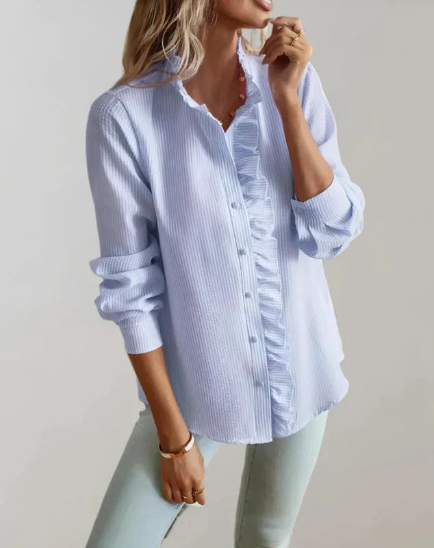 Dames Blouse Met Ruches Elegante Pasvorm - Mode Vibes

