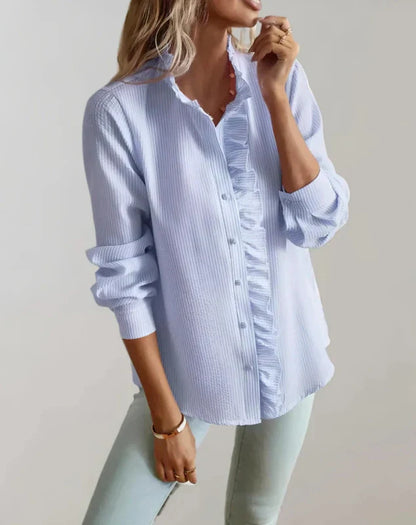 Dames Blouse Met Ruches Elegante Pasvorm - Mode Vibes
