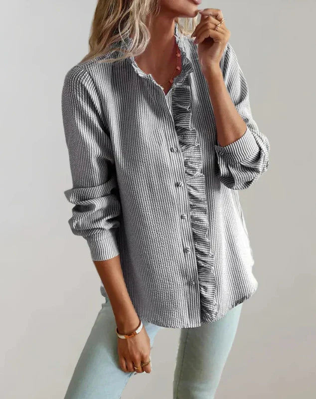 Dames Blouse Met Ruches Elegante Pasvorm