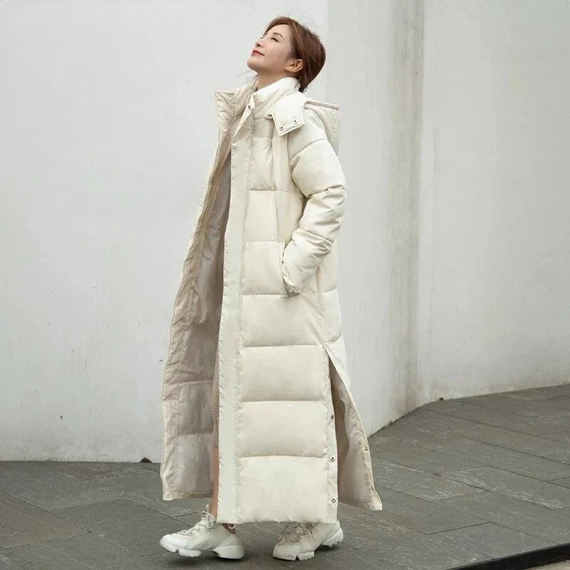 Dames Pufferjas Lange Gewatteerd met Capuchon Winter - Mode Vibes
