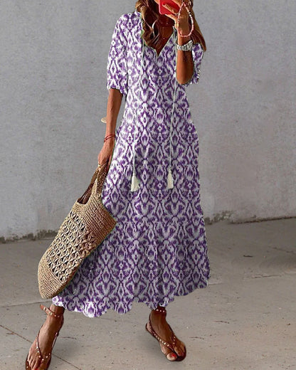 Luna | Abito lungo boho con stampa 3