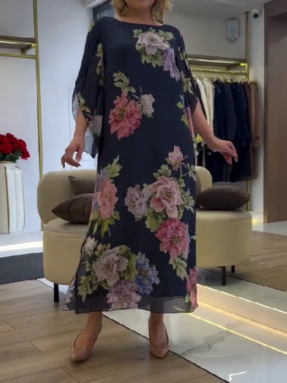Luna | Elegante Bloemenprint Lange Jurk Dames van Chiffon 2