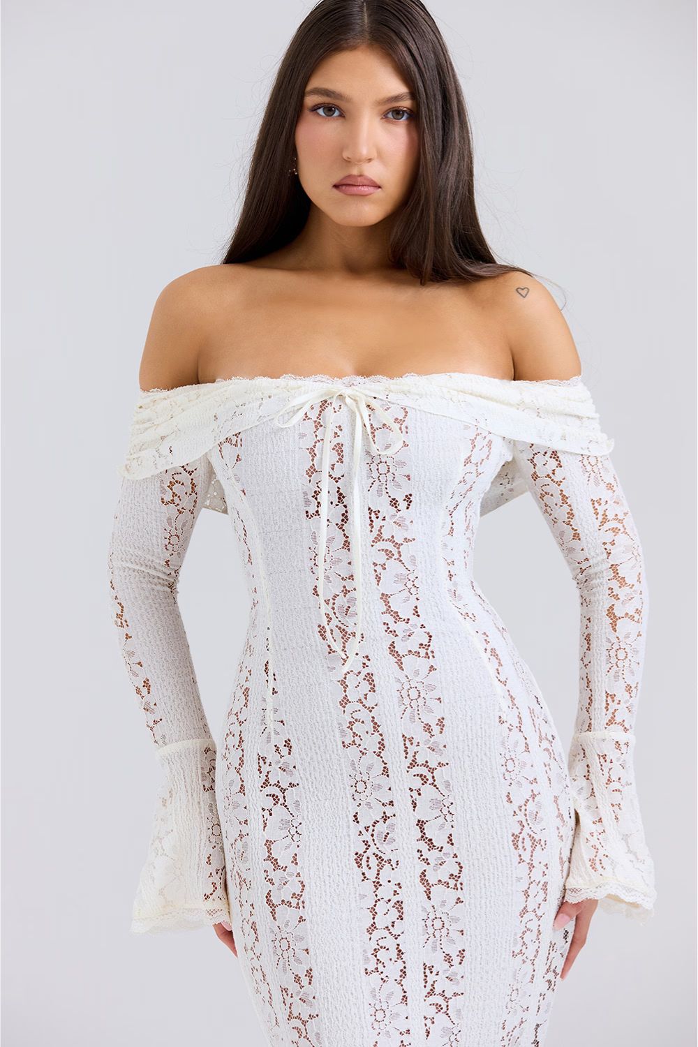 Bloemige Maxi Jurk Off-Shoulder Zomerjurk van Kant
