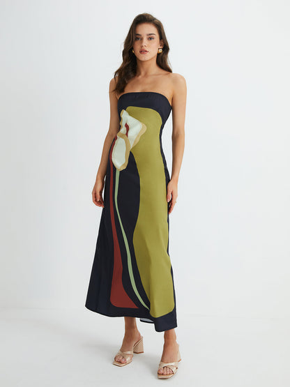 Luna | Vestito Lungo Estivo Senza Spalline Floreale per Donna-5