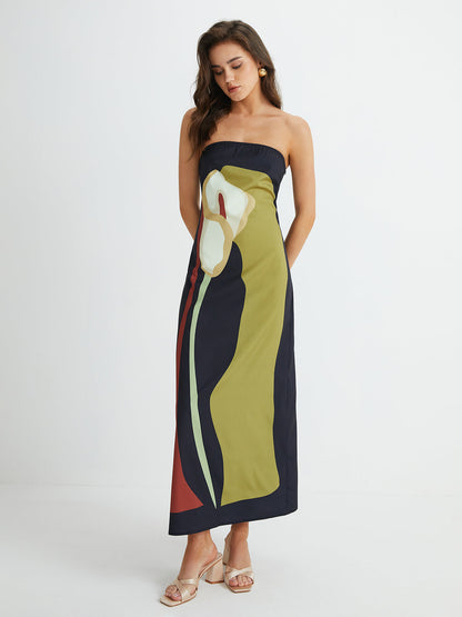 Luna | Vestito Lungo Estivo Senza Spalline Floreale per Donna-6