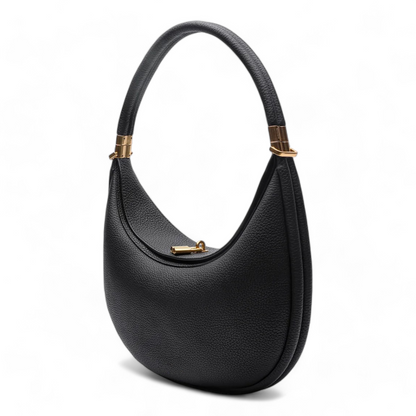 Luna | Borsa a Mezzaluna Elegante in Vera Pelle Nera-1