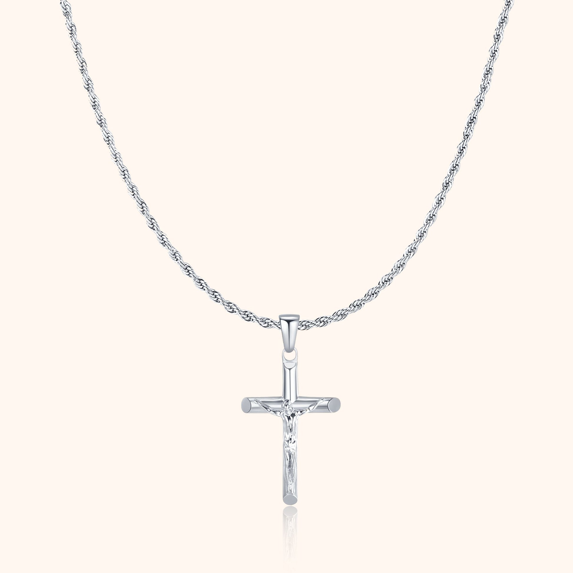 Mannenketting met Kruis Zilverkleurig - Mode Vibes