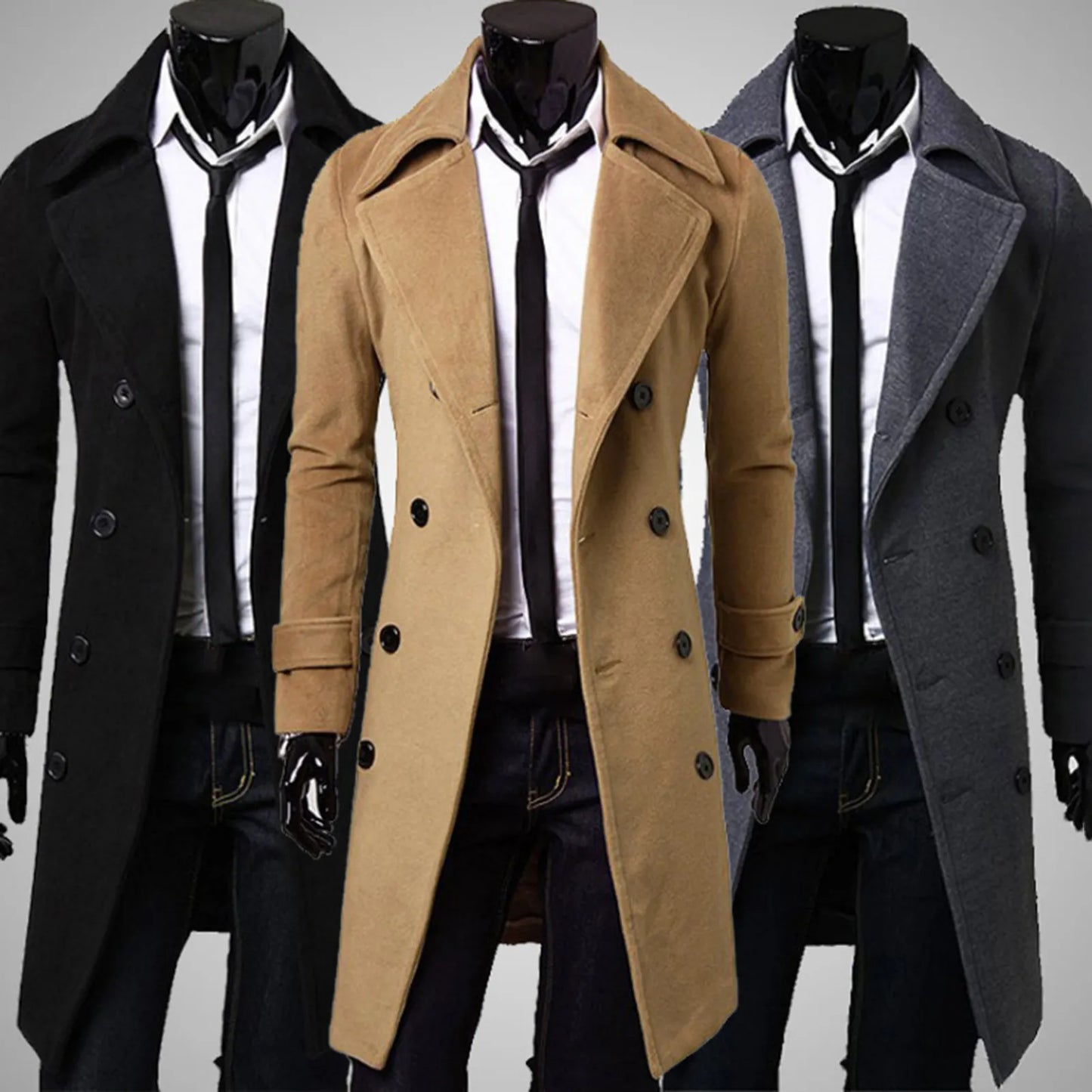 Waterdichte Trenchcoat Heren Klassieke Dubbele Rij Knopen - Mode Vibes