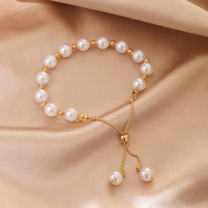 Parel Armband Verstelbaar Elegant Zilver - Mode Vibes