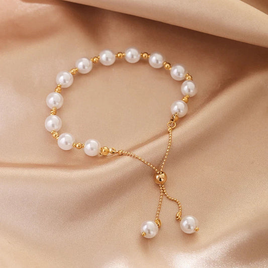 Parel Armband Verstelbaar Elegant Zilver - Mode Vibes