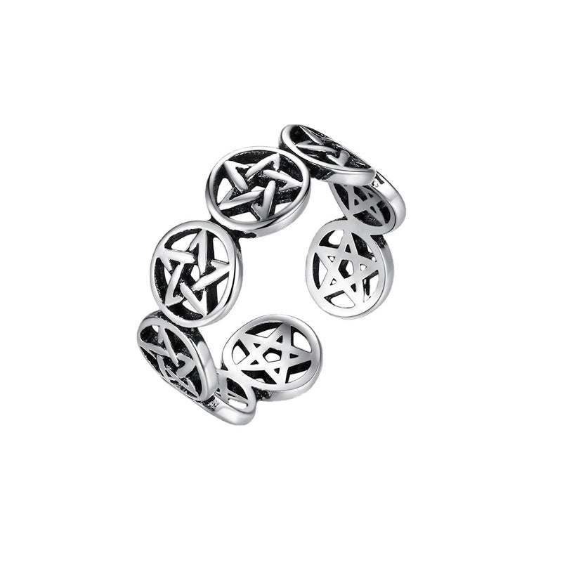 Pentagram Ring Zilver Tibetaanse Stijl Symbolisch - Mode Vibes