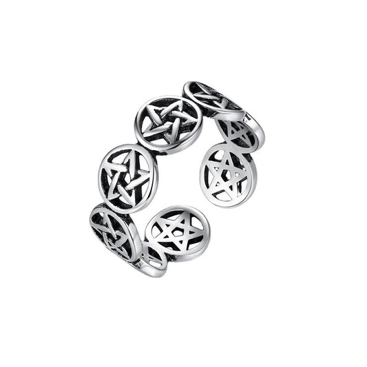 Pentagram Ring Zilver Tibetaanse Stijl Symbolisch - Mode Vibes