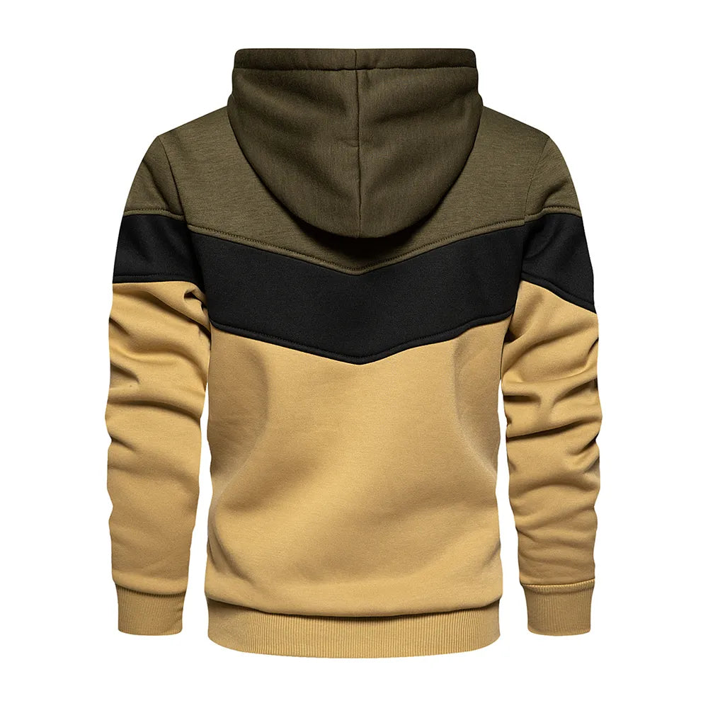 Fleece Hoodie Patchwork Warme Streetwear voor Heren
