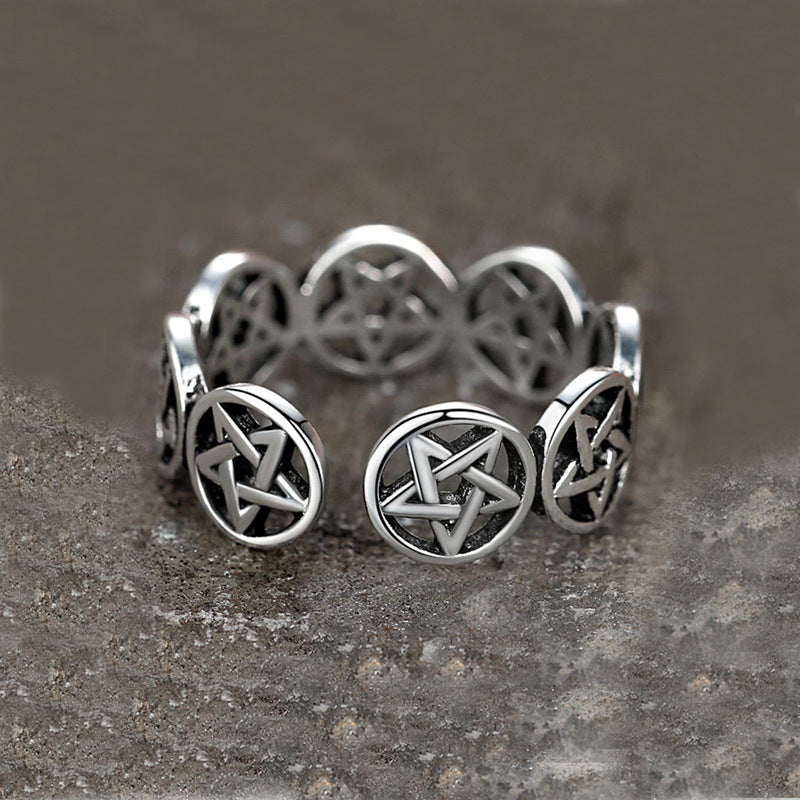 Pentagram Ring Zilver Tibetaanse Stijl Symbolisch
