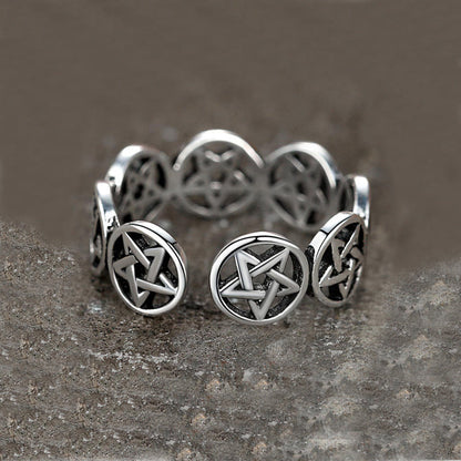 Pentagram Ring Zilver Tibetaanse Stijl Symbolisch